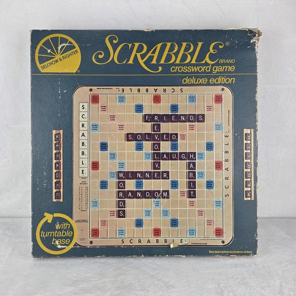 Vintage 1977 Selchow & Righter Scrabble Deluxe No 71 Turntable Board Game